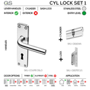 Coupe  Oslo Cylinder lockset, Lever Handle, Coupé, On Plate, With QS5757J/1 and QS1104A Cyl Lock, Stainless Steel, QS-1