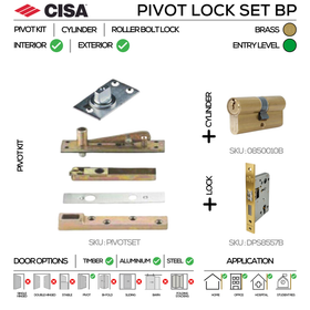 Standard Pivot Lock Set, Up to 100kg, Brass, CISA