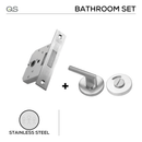 Main product view of QS Stainless Steel Deadbolt Lock, made for bathroom doors with tough stainless shine.