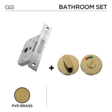 QS Brass Deadbolt Lock for bathroom doors, main product view with warm brass confidence.