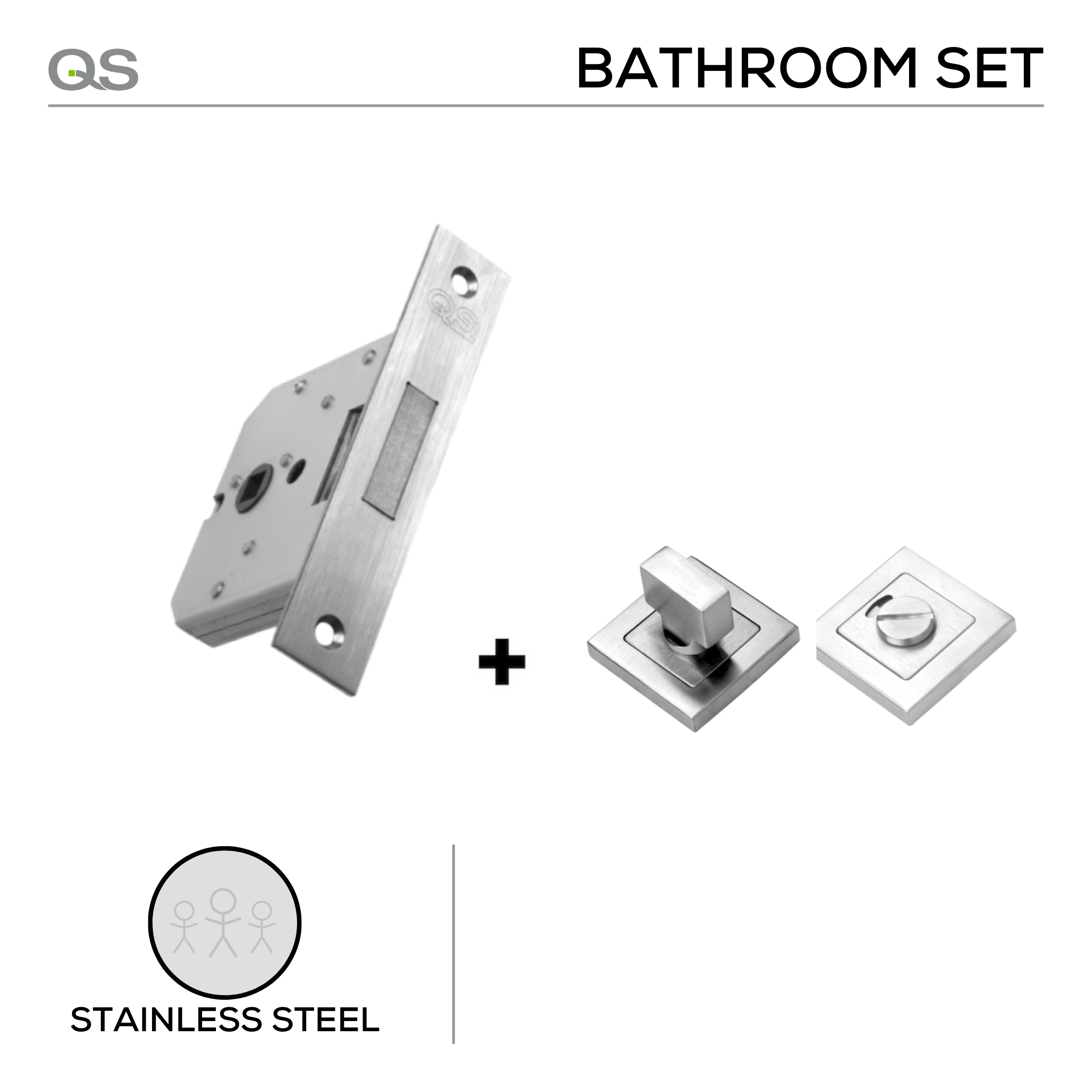 QS0055/5 + QS4477, Bathroom, Indicator with Bolt, Stainless Steel, QS