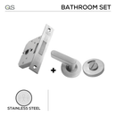 Main product view of QS Stainless Steel Deadbolt Lock, made for bathroom doors with tough stainless shine.