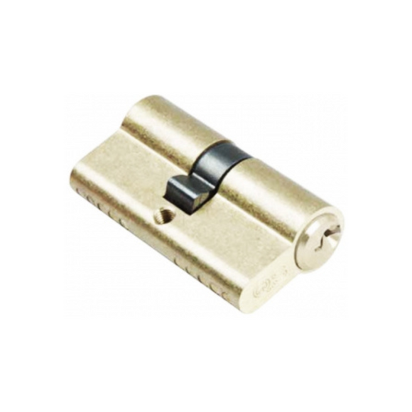 QS Satin Brass Cylinder Lock for doors, second look with warm brass confidence, 66mm.