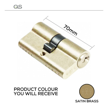 QS1105SB, 70mm - 35/35, Double Cylinder, Key to Key, Keyed to Differ (Standard), 3 Keys, 5 Pin, Satin Brass, QS