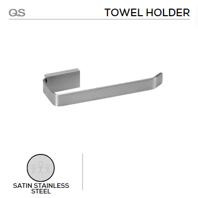 QS1528/SSS, Holder, Towel, Square, Satin Stainless Steel, QS