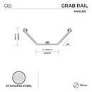 QS1604 ANGLED, Grab Rail, Satin Stainless Steel, QS-1