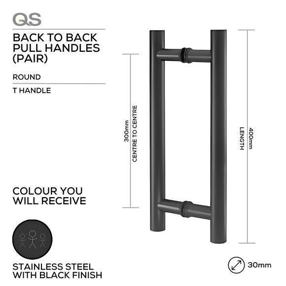 QS Stainless Steel Pull Handle main product view; clean stainless confidence for a better door setup, 30mm (Ø) x 400mm (l).