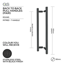 QS Matt Black Pull Handle for doors, main product view with bold black energy, 30mm (Ø) x 600mm (l).