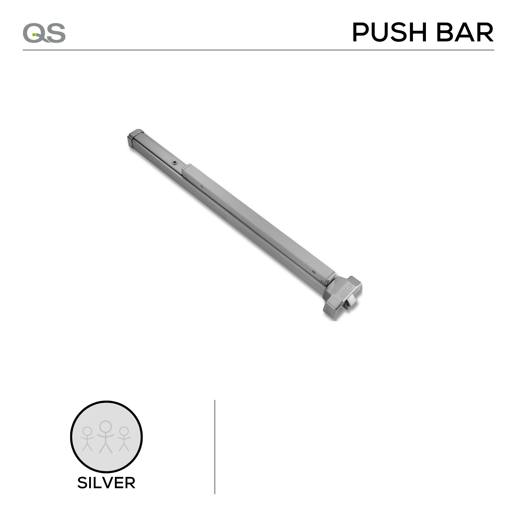 QS300/1, Panic Hardwares, U-Formed, Push Bar, Single Point Locking, Silver Painted, QS