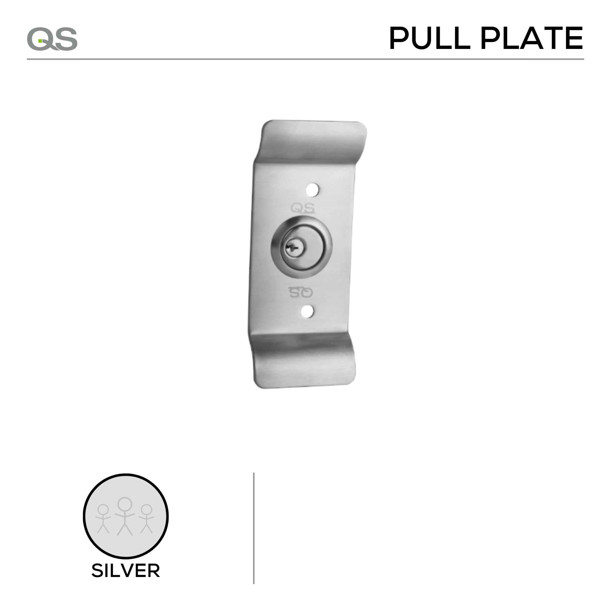 QS320, Panic Hardwares, Pull Plate and Cylinder, For use with QS300 series, Silver Painted, QS