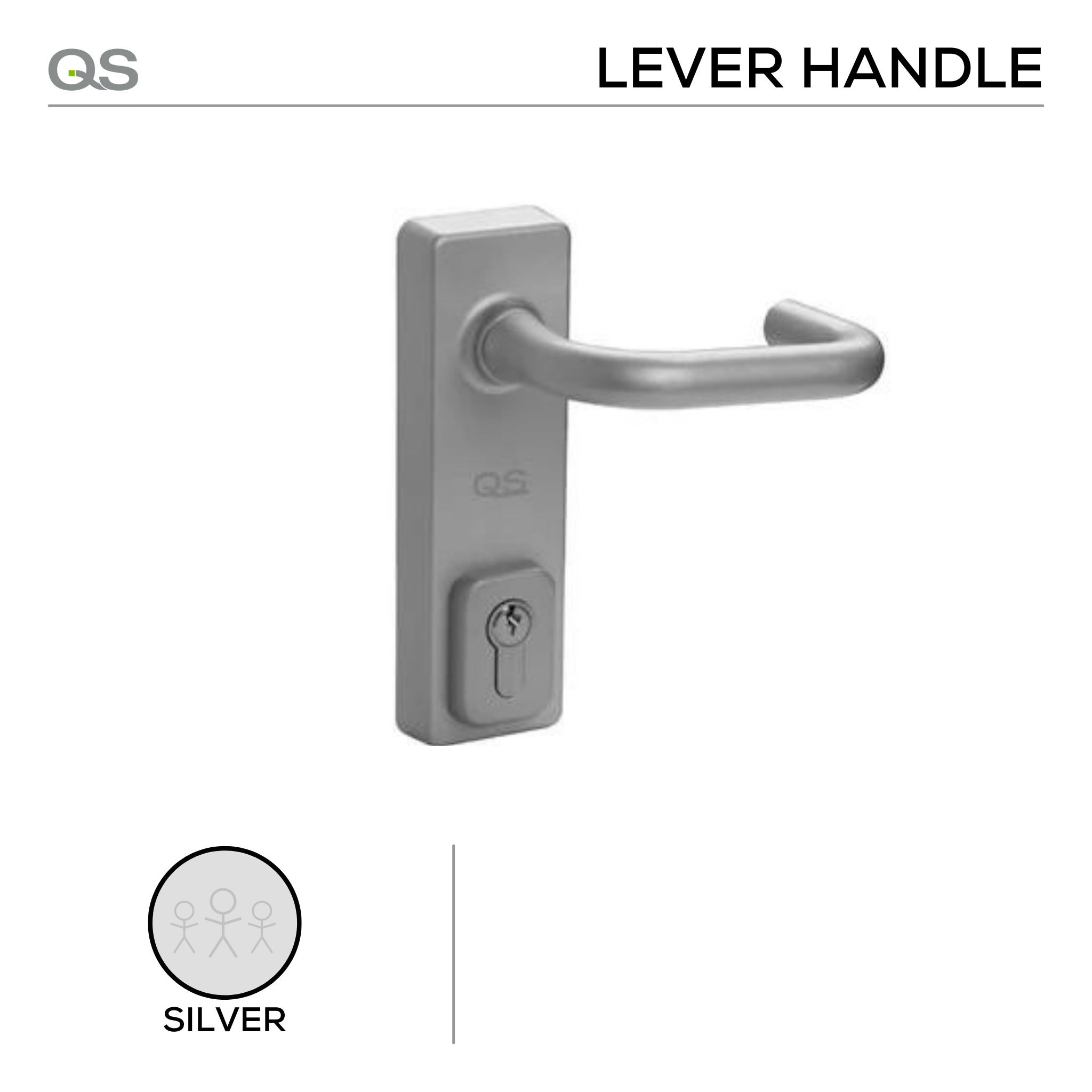 QS330, Panic Hardwares, Lever Handle on Plate and Clinder, For use with QS300 series, Silver Painted, QS