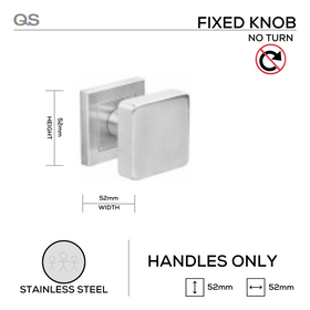 QS3810, Knob Handle, Fixed Square Flat, Stainless Steel, QS
