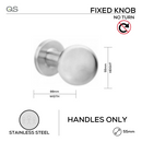 QS3820, Knob Handle, Fixed Round Ball, Stainless Steel, QS-1