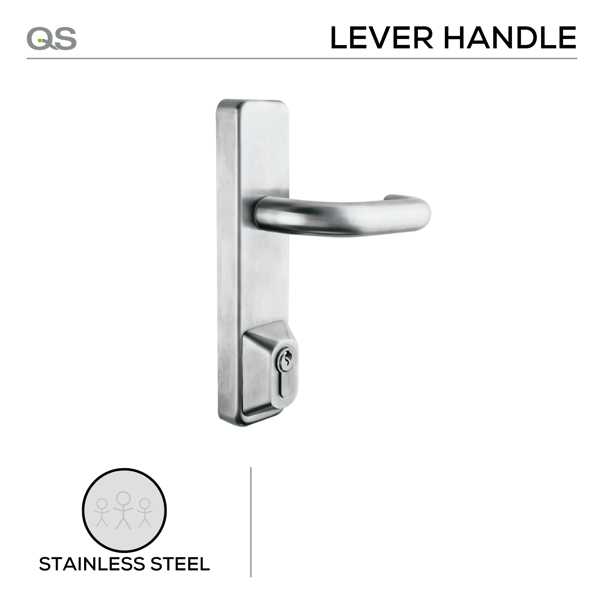 QS430, Panic Hardwares, Lever Handle on Plate, For use with QS400 series, Stainless Steel, QS