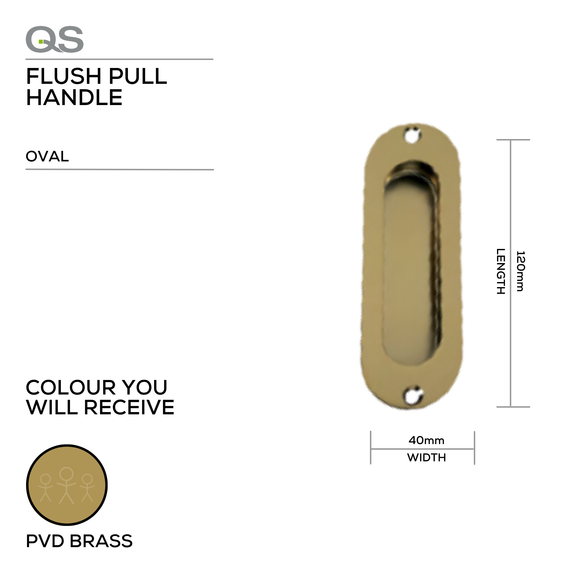 QS Brass Pull Handle shown in main product view, giving patio and sliding doors brass that means business, 120mm (l) x 40mm (w).