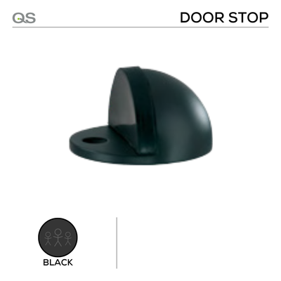 QS4422 Black, Door Stop, Floor Mounted, Hooded, Black Stainless Steel, QS