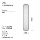 QS4482 BLANK, Plate, Rounded, 254mm (l) x 50mm (w), Supplied with QS Handle, Stainless Steel, QS-1