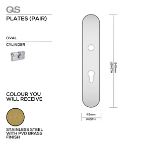 QS4484 PVD CYL, Plate, Cylinder, Oval, Supplied with QS Handle, PVD Brass, QS