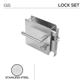 QS4485/RL (L), Residence, Latch Lock, with QS6055/1 cylinder lock and QS1108SN knob cylinder - left, , Stainless Steel, QS