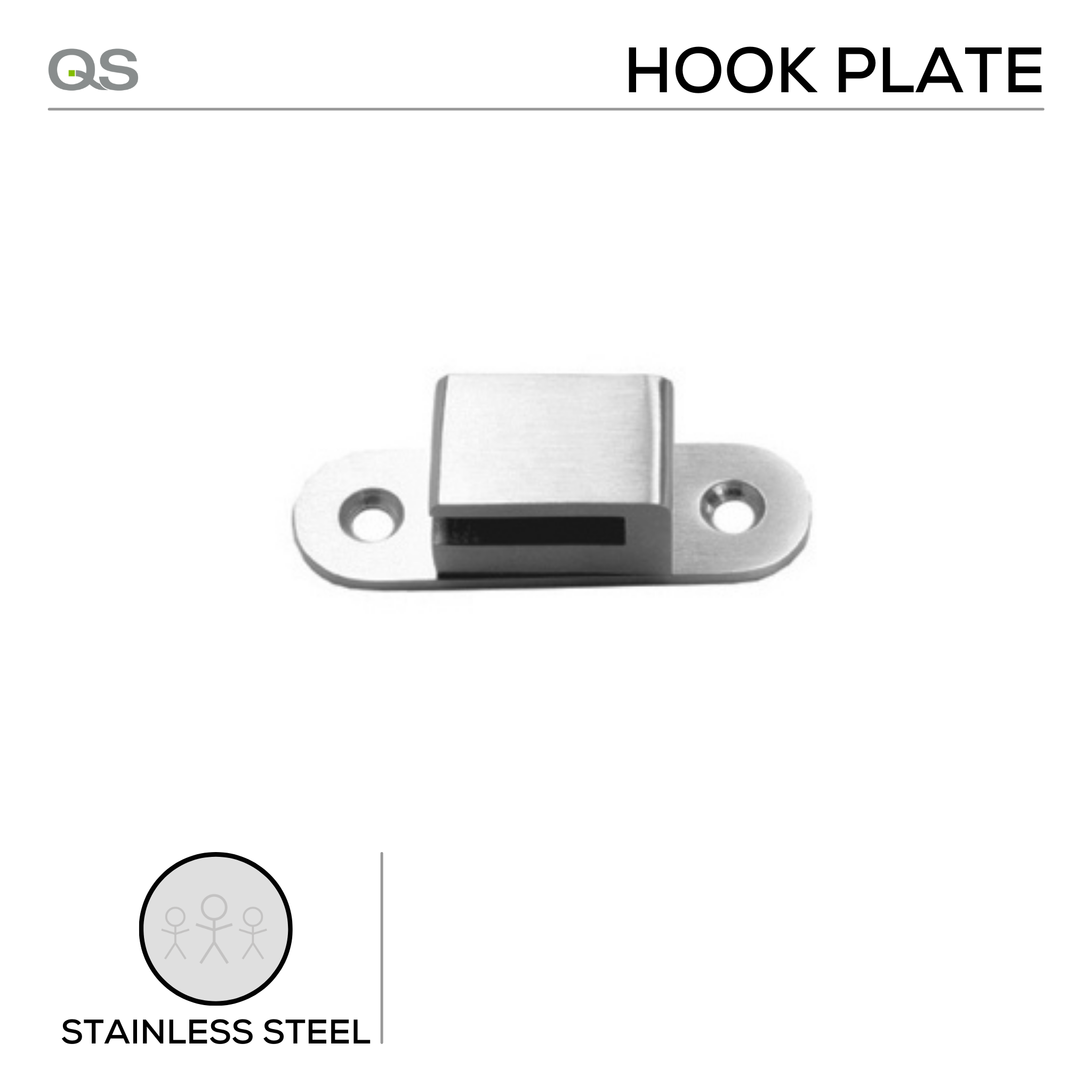 QS4603, Hook Plate for Casement Fastener, Stainless Steel, QS
