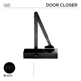 QS Black Door Closer shown in main product view, giving commercial doors sharp modern attitude, Up to 80kg.