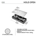 QS880/3 HO, Floorspring, Double Action, Hold Open, 150mm (kg), 3, Top Centre, Bottom Strap, Stainless Steel, QS-1