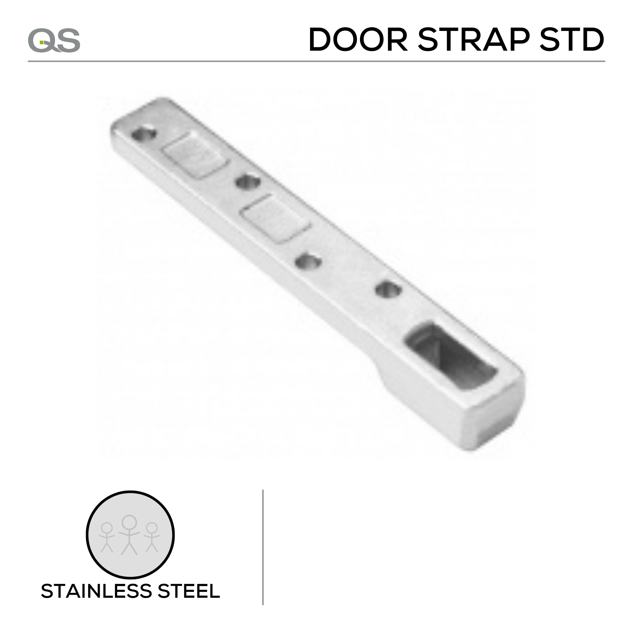 QS8815 door strap STD, Door Strap, Double Action, Standard, Stainless Steel, QS