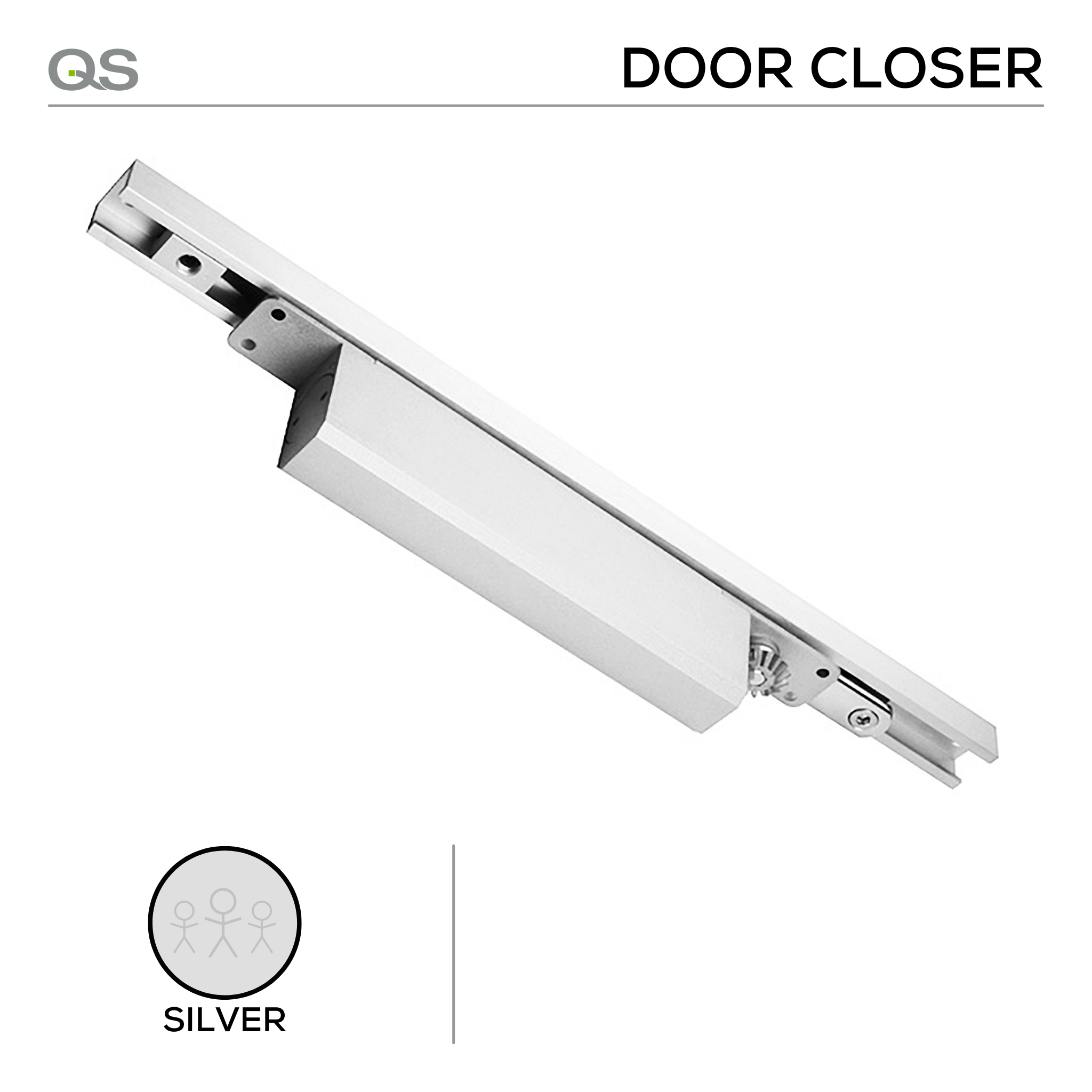 QS970 Cam Action Concealed in the Door Closer, Silver Painted, QS