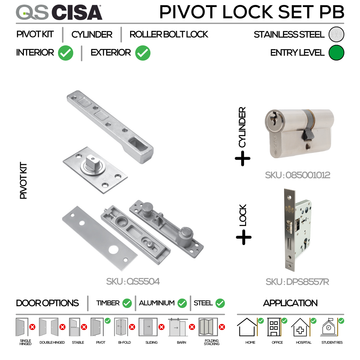 QS Stainless Steel Door Lock for Heavy Duty, main product view with strong stainless style, Up to 250kg.
