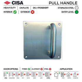 Main product view showing CISA Stainless Steel Pull Handle — tough stainless shine for Architectural, left or right hand.
