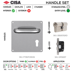 CISA Stainless Steel Cylinder Lock main product view for commercial doors — strong stainless style, left or right hand.