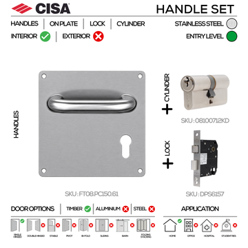 CISA Stainless Steel Cylinder Lock main product view for commercial doors — strong stainless style, left or right hand.