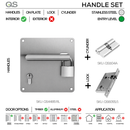 QS Stainless Steel Backplate Lever Handles for commercial security doors, main product view with strong stainless style, left or right hand.
