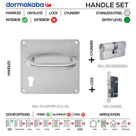 DORMAKABA Stainless Steel Cylinder Lock main product view for commercial doors — strong stainless style, left or right hand.