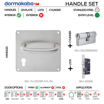 DORMAKABA Stainless Steel Cylinder Lock main product view for commercial doors — strong stainless style, left or right hand.