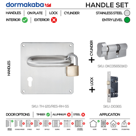 DORMAKABA Stainless Steel Cylinder Lock main product view; clean stainless confidence for a better door setup, left or right hand.