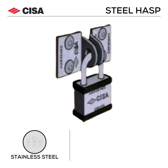 0630018SS, Hardened Steel Hasp (Padlock Accessory), Padlock Excluded, Zink Plated, CISA