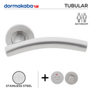 TH 121 Bathroom W/C, Lever Handles, Tubular, On Round Rose, With Bathroom (WC) Indicator Set - DWC 005, 137mm (l), Stainless Steel, DORMAKABA-1