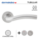 TH 122 Bathroom W/C, Lever Handles, Tubular, On Round Rose, With Bathroom (WC) Indicator Set - DWC 005, 148mm (l), Stainless Steel, DORMAKABA-1