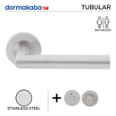 TH 125 Bathroom W/C, Lever Handles, Tubular, On Round Rose, With Bathroom (WC) Indicator Set - DWC 005, 143mm (l), Stainless Steel, DORMAKABA-1