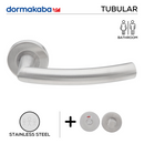 TH 128 Bathroom W/C, Lever Handles, Tubular, On Round Rose, With Bathroom (WC) Indicator Set - DWC 005, 152mm (l), Stainless Steel, DORMAKABA-1