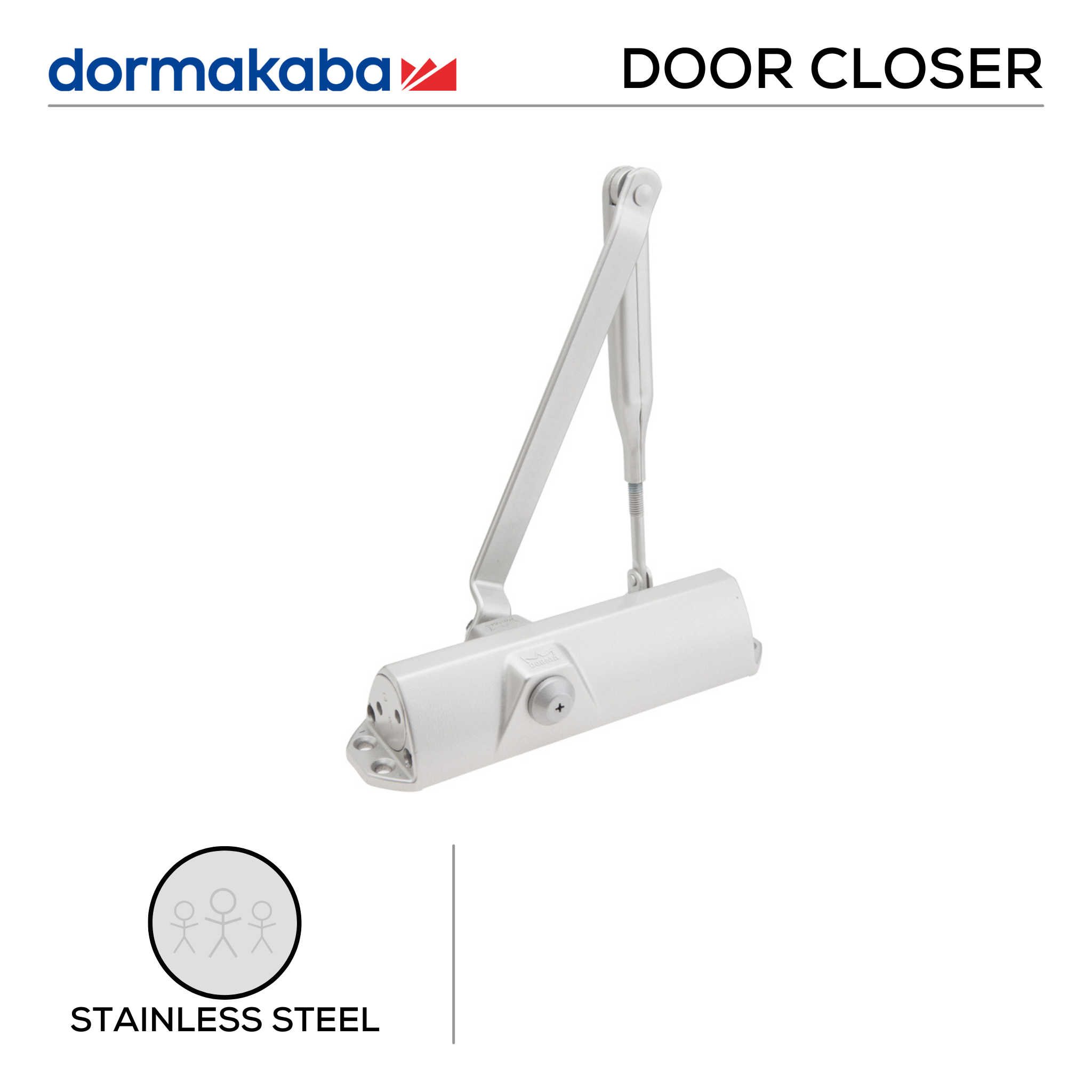 TS68 , Door Closer, Rack & Pinion, Non Hold Open, 1100mm (w), Projecting Arm, Transom Fixing, Door Leaf Fixing, EN 3/4, Hydraulic Speed Control, Stainless Steel, DORMAKABA
