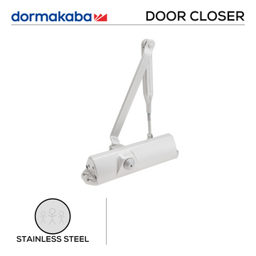 DORMAKABA Silver Door Closer main product view; solid gear with a sharp finish for a better door setup, Up to 80kg.