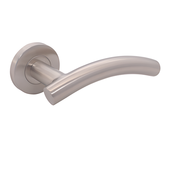Alternate angle showing CISA Stainless Steel Lever Handle — tough stainless shine for patio and sliding doors, 138mm (l).