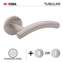 CISA Stainless Steel Lever Handle for patio and sliding doors, main product view with strong stainless style, 138mm (l).