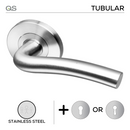 Coupe  Inari -Rose, Lever Handles, Tubular, Round Rose, With Escutcheons, Stainless Steel, QS-1