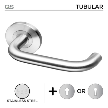 QS Stainless Steel Lever Handle shown in main product view, giving patio and sliding doors clean stainless confidence.