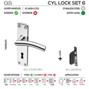 Coupe  Umea 2 Lever lockset, Lever Handle, Coupé, On Plate, Stainless Steel, QS-1