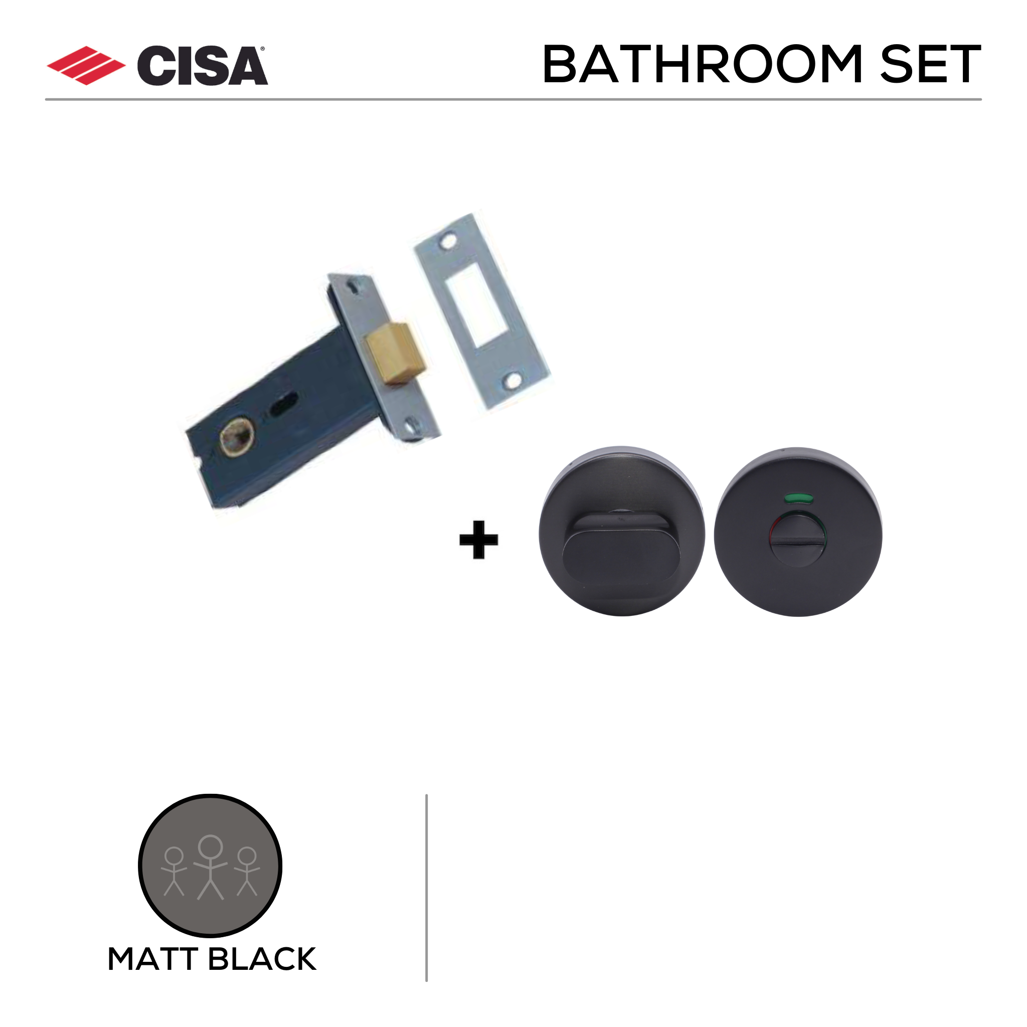 WCDL + FWC.101.RL.MBL, Bathroom, Indicator with Bolt, Matt Black, CISA