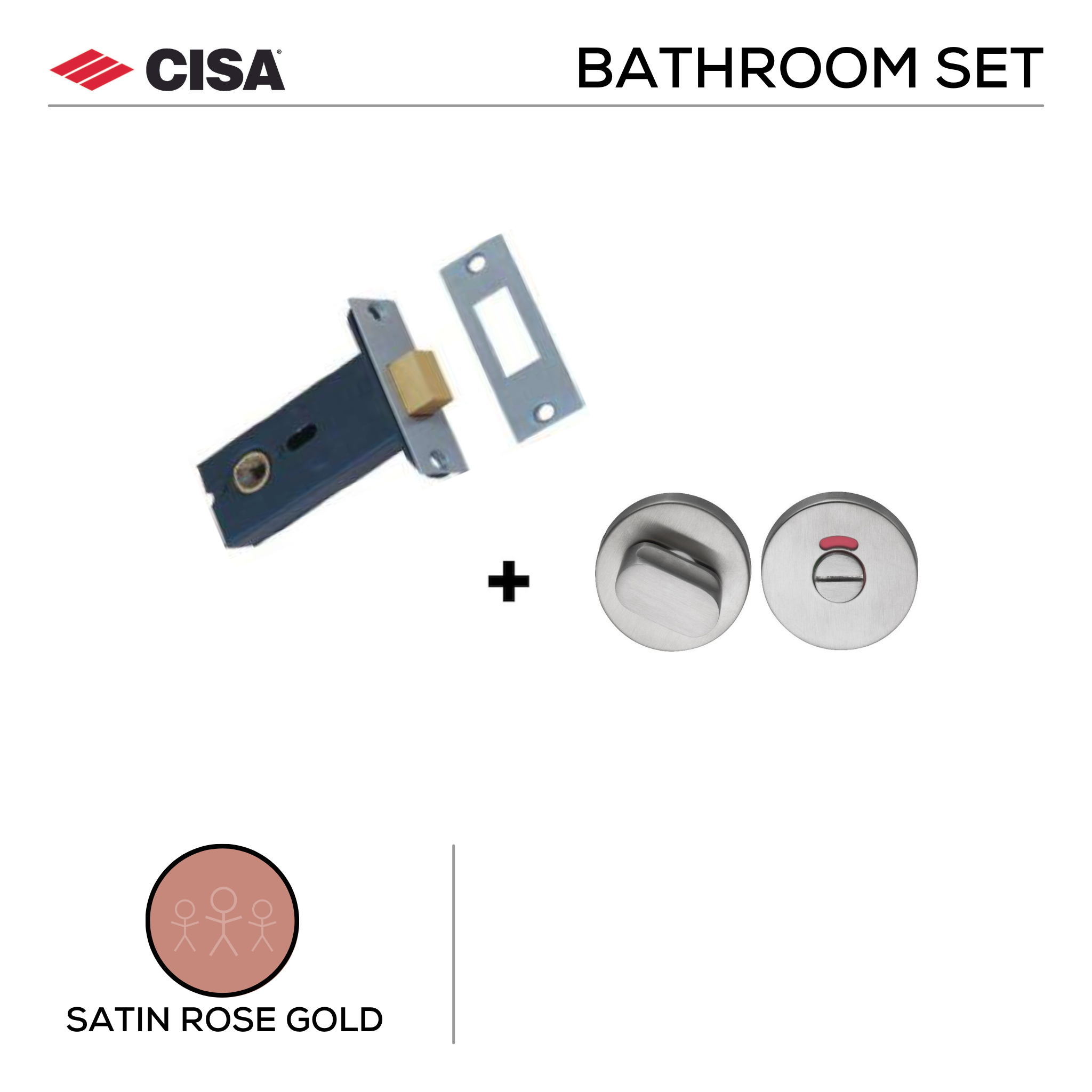 WCDL + FWC.101.RL.SRG, Bathroom, Indicator with Bolt, Satin Rose Gold, CISA